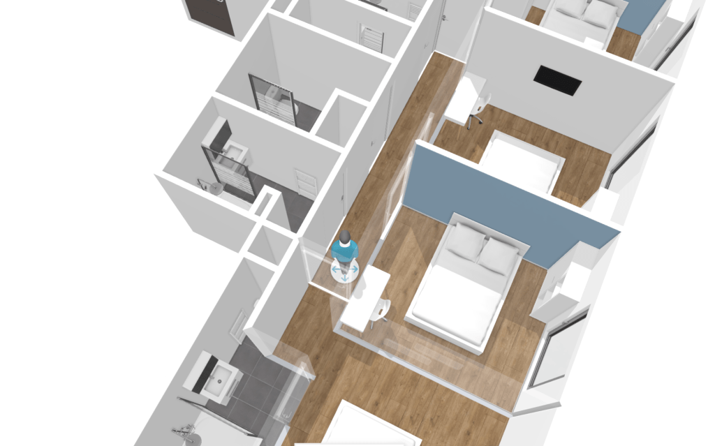 Plan 3D — vue des chambres